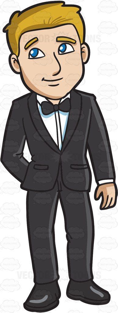 A Man Attending A Gala In A Tuxedo Cartoon Clipart