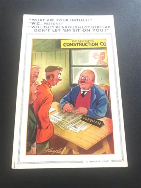 POSTCARD BAMFORTH COMIC Risque Signed What Are Your Initials W C