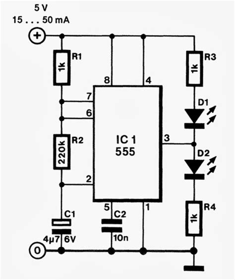 Lampu Led Flasher Dengan Ic 555 Skema Rangkaian Elektronika