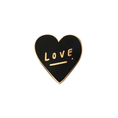 Love Heart Enamel Pin Black And Gold Enamel Pin Old English Company