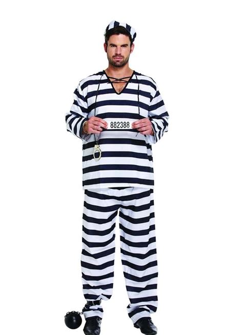 black and white striped convict or prisoner costume