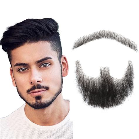 Fake Mustache 100％ Human Hair Face Beard For Adults Men Realistic Makeup Lace Man Beards Black