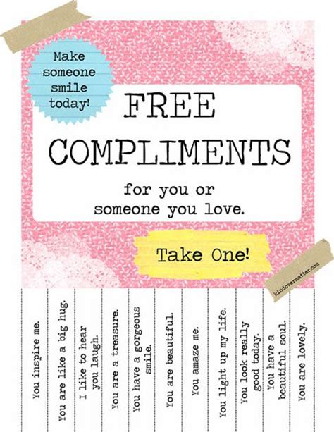 Printable Free Compliments Poster Blog Words