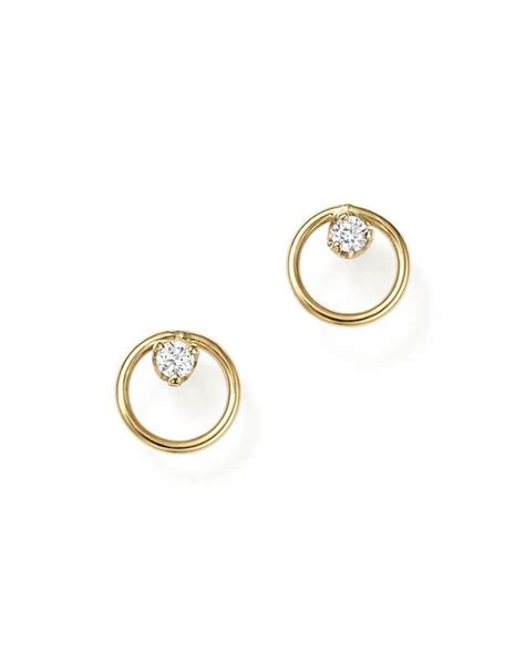 Zoë Chicco 14K Yellow Gold Paris Small Circle Diamond Earrings Jewelry