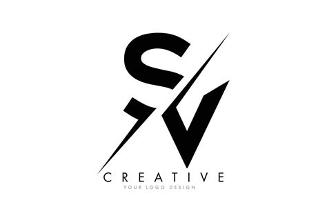 Sv S V Letter Logo Design With A Creative Cut 4878900 Vector Art At