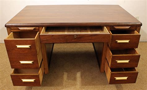 Mid Century Desk Mid Century Modern Walnut Executive Desk W Pull Out