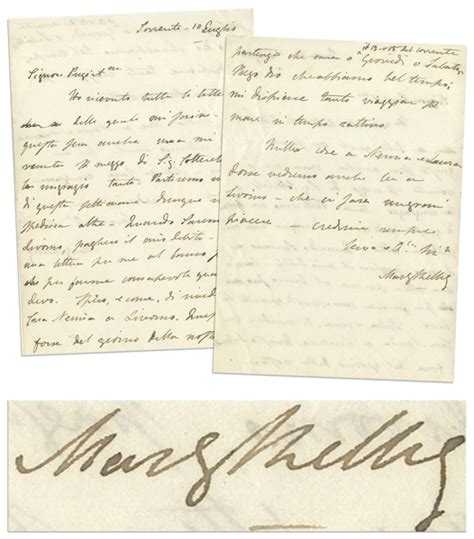 Lot Detail Mary Shelley Autograph Letter Signed During Her Travels