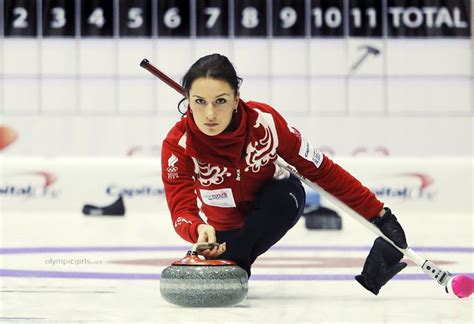 Russias Skip Anna Sidorova Delivers The Rock During The Womens