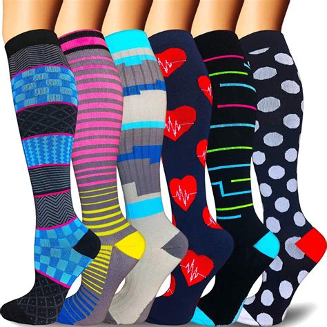 Olennz Compression Socks Women And Men Best Support For Sports L Xl 6 Pack