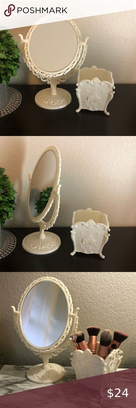 You may also be able to find an older piece at an estate sale for a lot less money. White Victorian Vanity Mirror and Brush Holder Set in 2020 ...