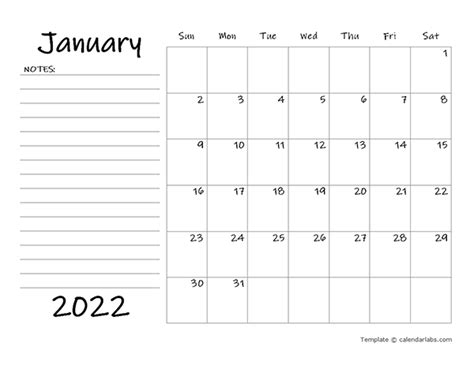 Calendar 2022 Blank Printable Free Letter Templates