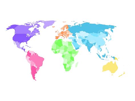 Colorcoded Simplified Political Map Of The World Showing Continents