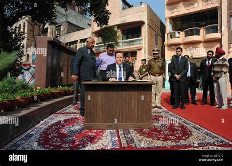 Prime Minister David Cameron Visits The Jallianwala Bagh Memorial Garden At Amritsar In Punjab