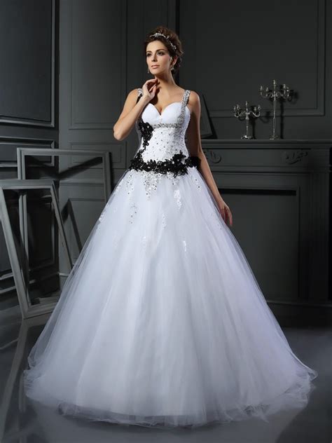 Lath.pin bandeau hochzeitskleid mit stickerei. Duchesse-Stil Träger Tüll Kapellenschleppe ...