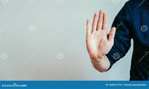 Defense Or Stop Gesture Male Hand With Stop Gesture Stock Photo