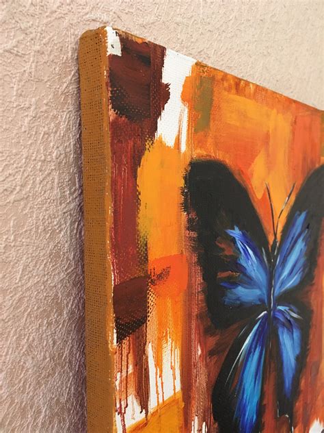Butterfly Oil Painting Colorful Butterfly Home Decor Wall Etsy