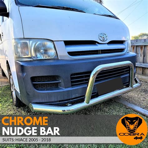 Chrome Stainless Steel Nudge Bar Bull Front Suits Hiace 2005 2018 Lwb