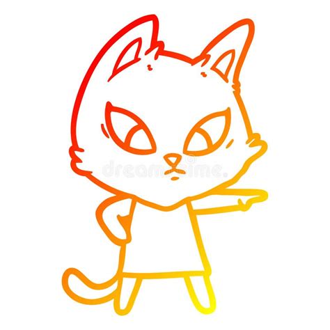 A Creative Warm Gradient Line Drawing Confused Cartoon Cat Stock Vector