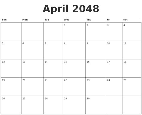 April 2048 Calendar Printable
