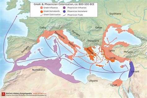 Greek And Phoenician Colonization Illustration World History