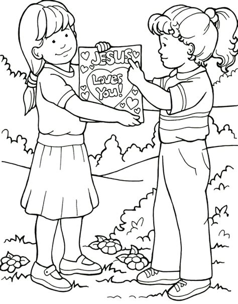 Children Sharing Coloring Page Coloring Home