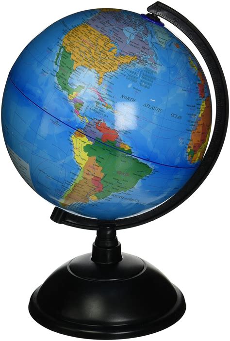 Spinning World Globe With Stand Desktop Political Globe 8 Inch