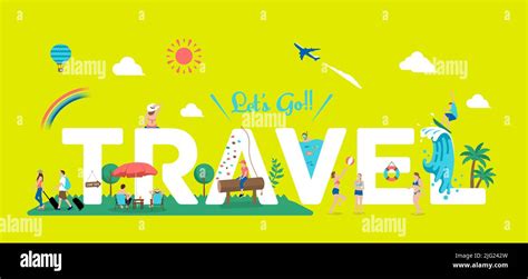 Lets Go Travel Vector Banner Illustration Stock Vector Image And Art Alamy