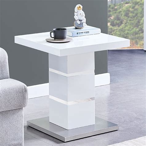 Norset Modern End Table Square In White Gloss Furniture In Fashion