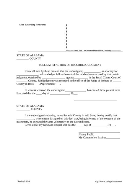 Satisfaction Judgment Alabama Form Fill Out And Sign Printable Pdf