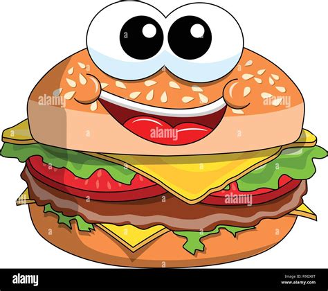 Happy Cartoon Hamburger Character Isolated On White Stock Vector Image