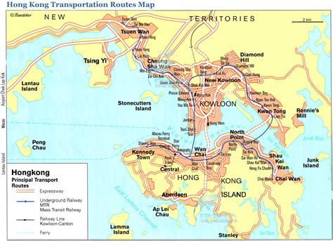 Carte Dhong Kong Avec Les Quartiers Et Les Transports