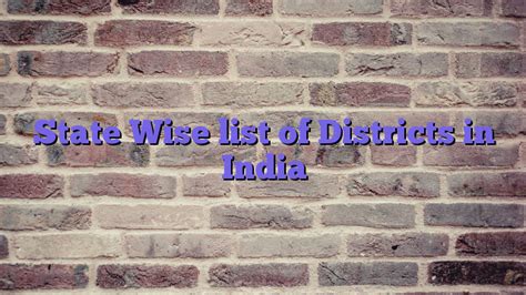 State Wise List Of Districts In India