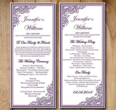 Wedding Order Of Service Template Free Download Printable Templates