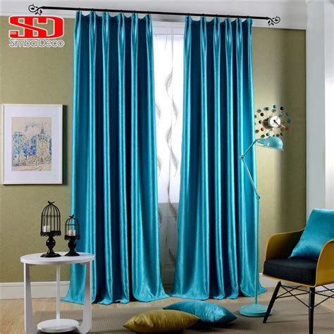 Solid Velvet Blue Blackout Curtains For Living Room