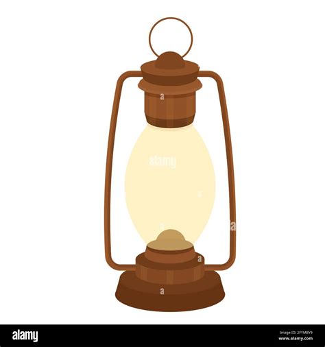Old Kerosene Oil Lamp Vintage Handle Object In Cartoon Style Isolated