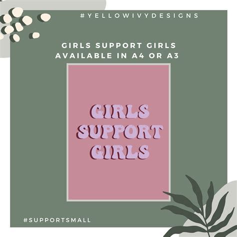 Girls Support Girls Wall Print Girl Power Feminist Quote Etsy