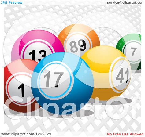 Clipart Of D Colorful Bingo Or Lottery Balls Over White Mesh Royalty
