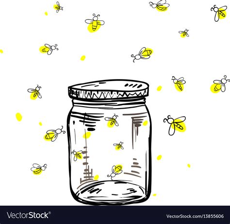 Fireflies Flying Around Jar Royalty Free Vector Image