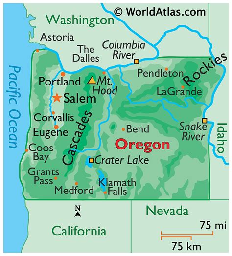 Cascade Range Physical Map