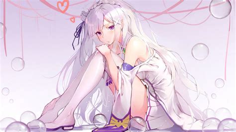 Pretty White Hair Beautiful Ribbons Woman Sweet Anime Beauty Anime Girl Long Hair