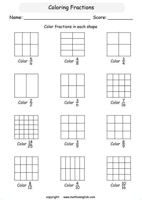 Color Or Shade Fractions In Basic Shapes Introduction To Understanding