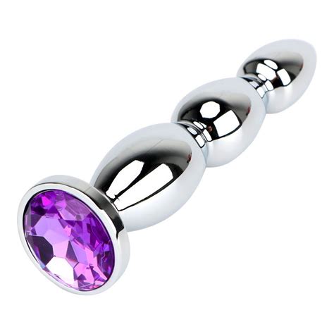 Ikoky Jewel Anal Plug Stainless Steel Metal Anal Beads Long Butt Plug Sex Toys For Womenmen