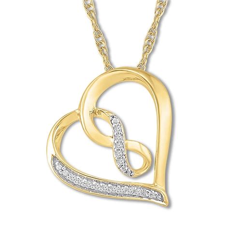 Heart Infinity Necklace With Diamonds 10k Yellow Gold 18 Kay Outlet
