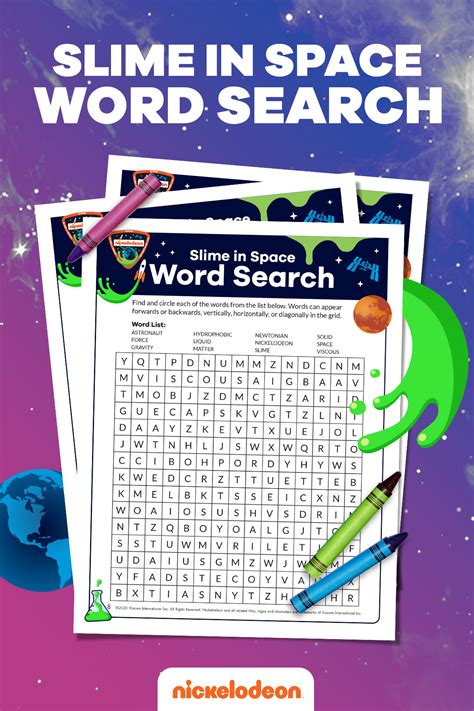 Slime In Space Word Search Nickelodeon Parents