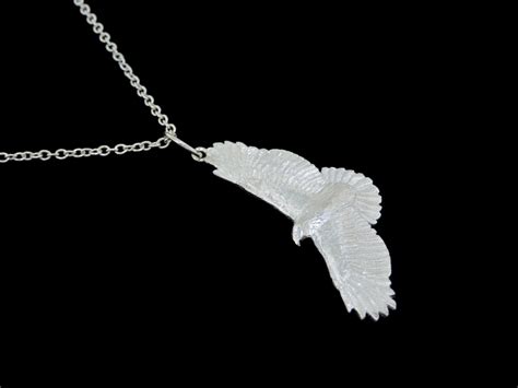 Sterling Silver Soaring Red Tailed Hawk Pendant Or Necklace Etsy