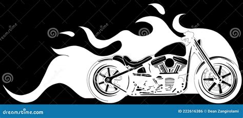 Custom Motorcycle With Flames Vector Illustration Design Stock Vector