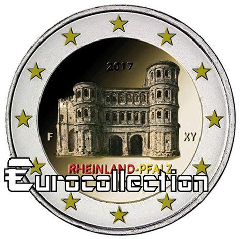 2 Euro Allemagne 2017 Rhénanie Platinat Couleur 2 Eurocollectionshop