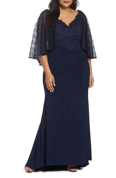Mac Duggal Beaded Lace Capelet Column Gown Nordstrom Lace Capelet