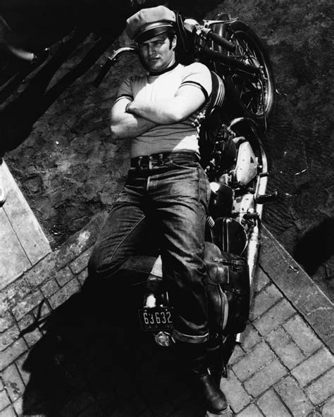 The wild one marlon brando vintage movie poster #21. The Wild One Marlon Brando Posing on Triumph Motorcycle ...