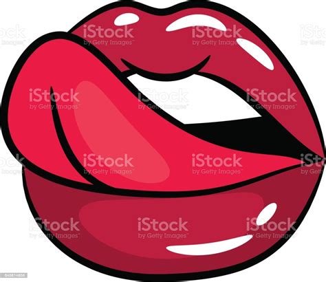 Female Tongue Liking Glossy Lips Stock Illustration Download Image